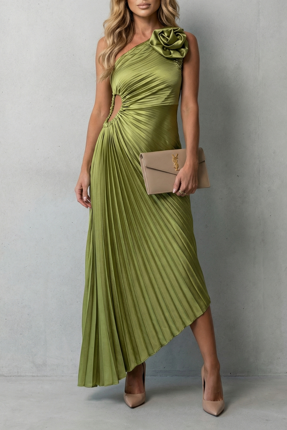 Felicity Statement elegance Women's One-Shoulder Pleated Maxi Dres Felicity Statement elegance Women's One-Shoulder Pleated Maxi Dres