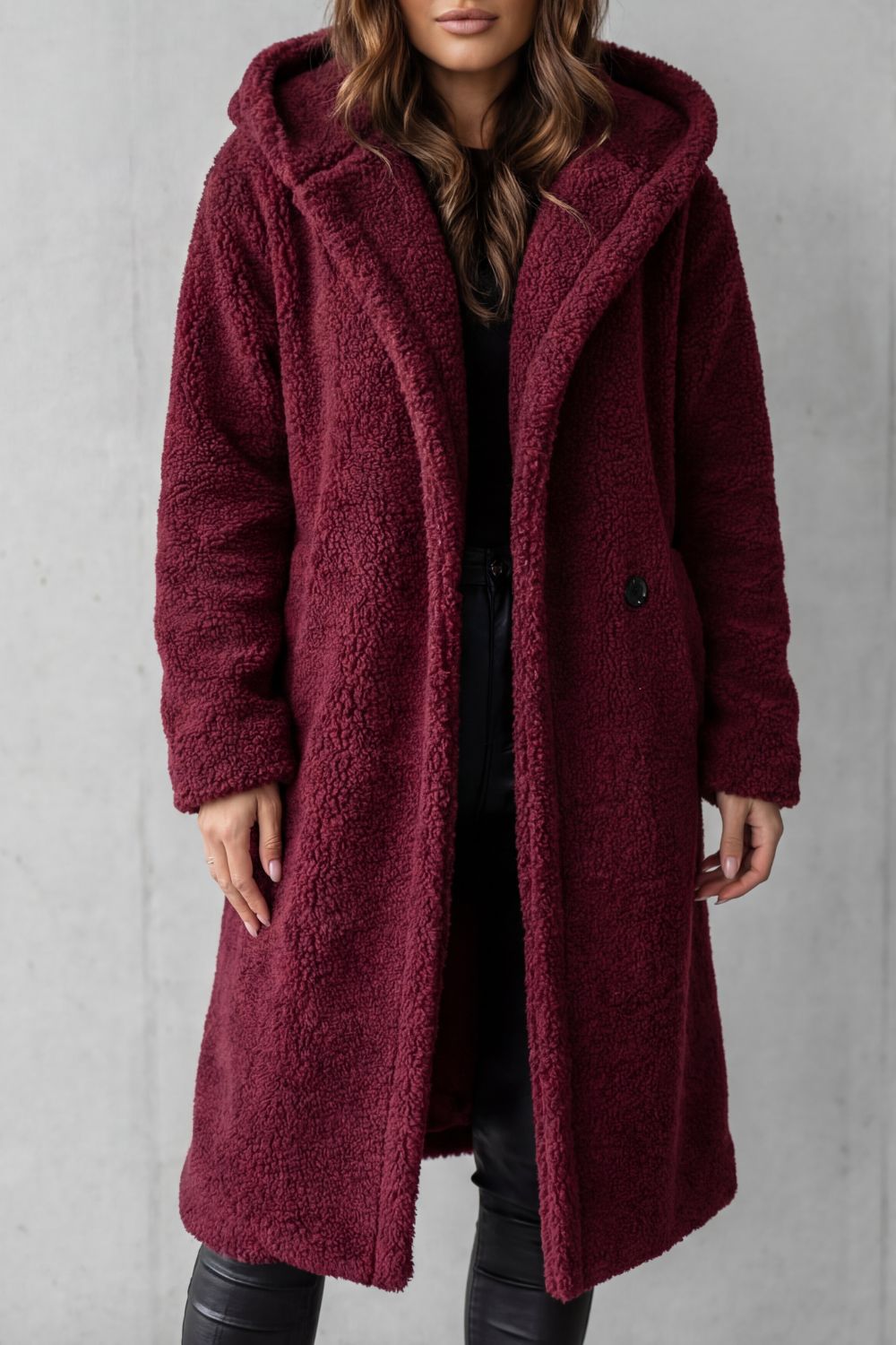 Fioranta – Plush hooded design – Long teddy coat-10469801197911-OLVIA ROSE LONDON