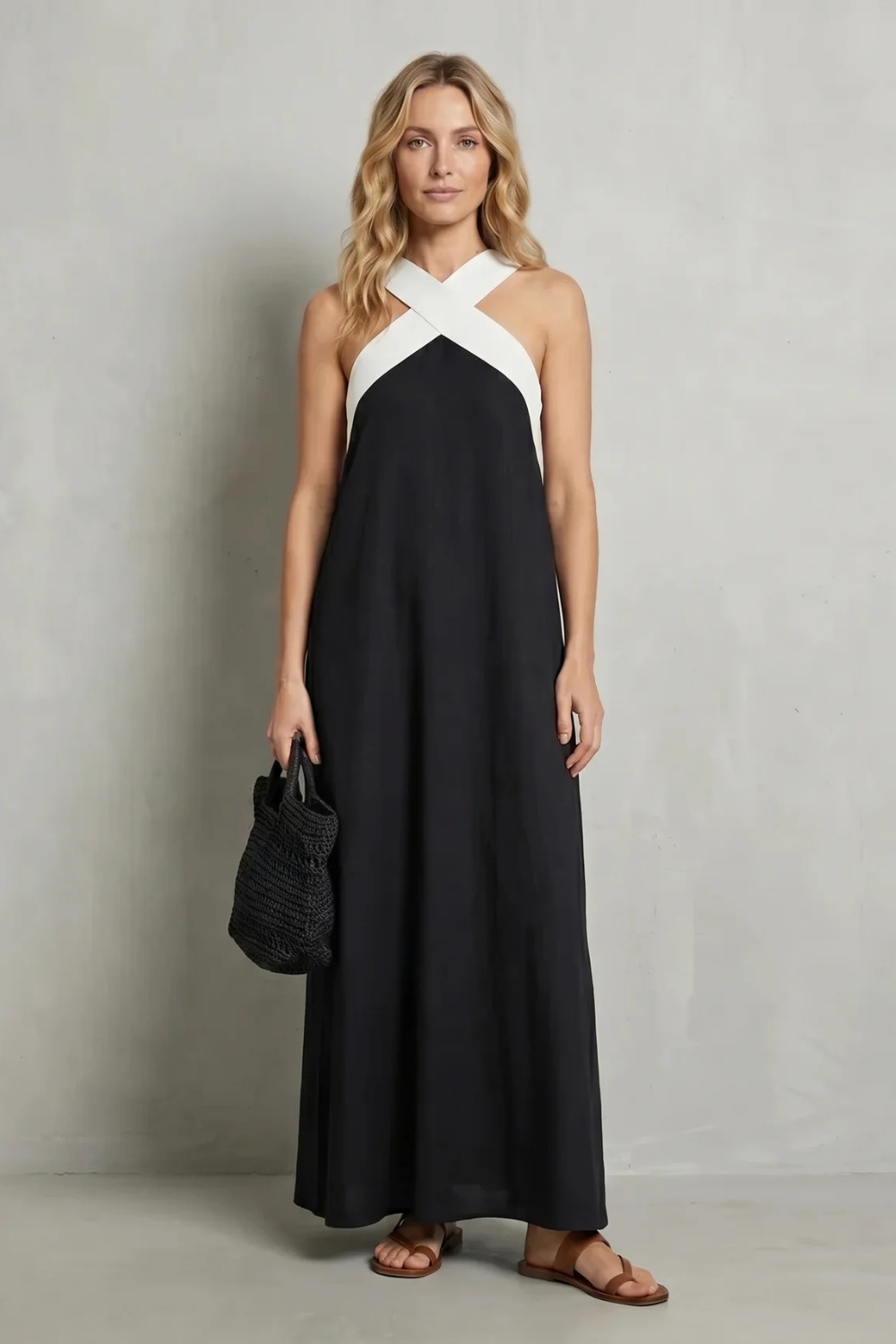 Seravelle – Cross-halter elegance – Maxi dress-10642184700247-OLVIA ROSE LONDON