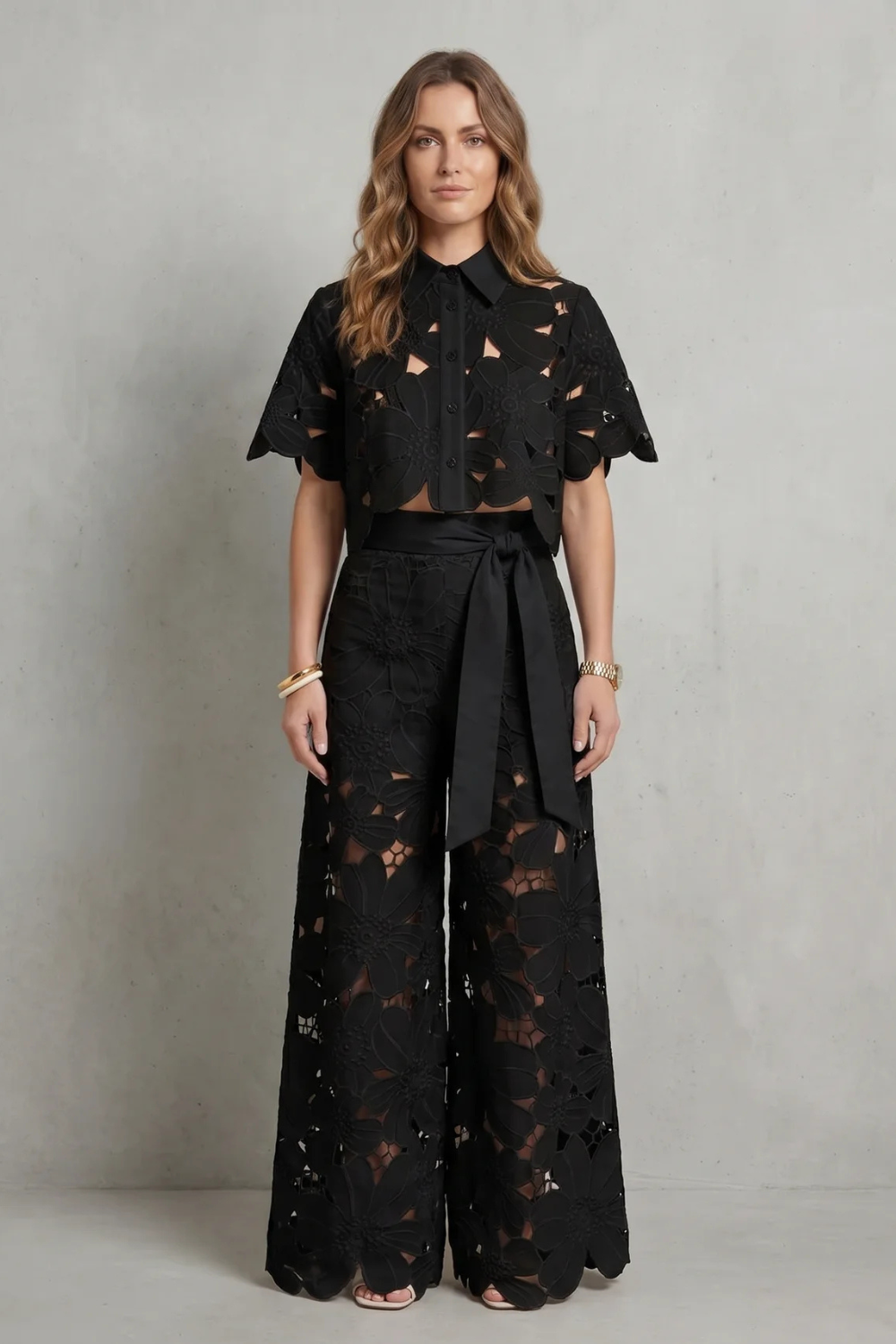 Bellarisse – Embroidered lace elegance – Top and skirt set-10642200494423-OLVIA ROSE LONDON