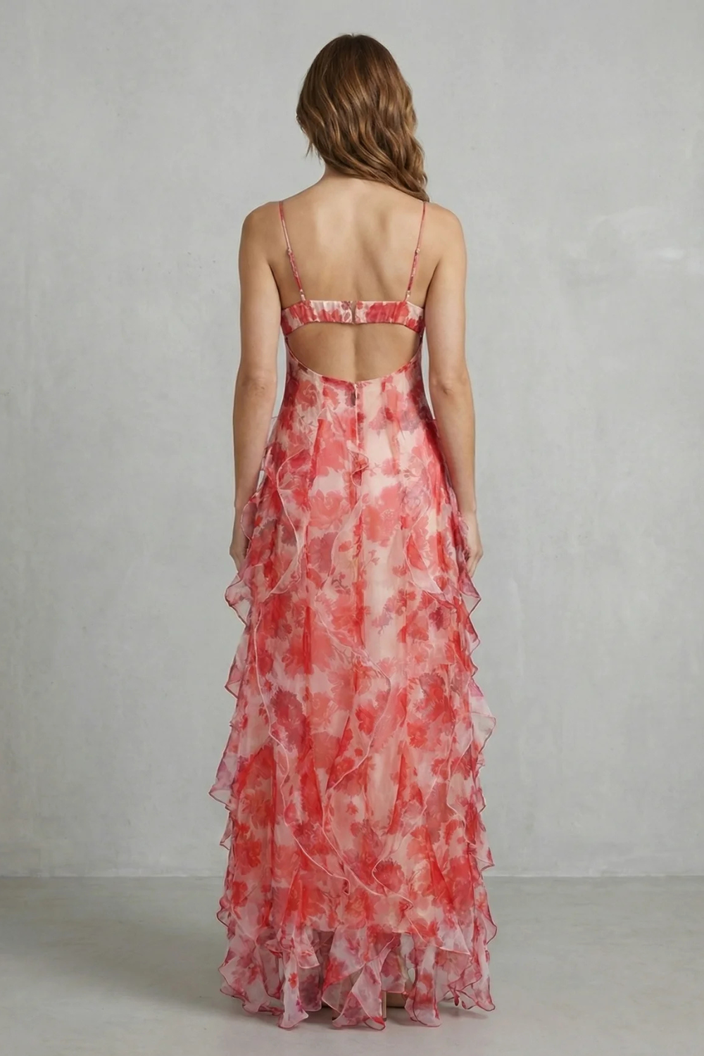 Fiorella – Watercolour bloom flow – Ruffled chiffon maxi dress-10601540616535-OLVIA ROSE LONDON