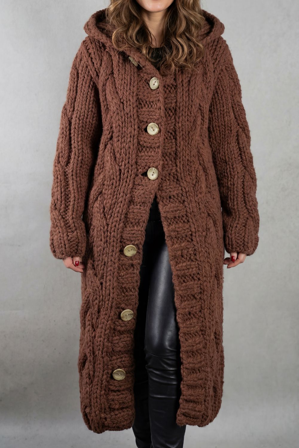 Karinaè – Oversized cable knit – Hooded cardigan coat-10476348473687-OLVIA ROSE LONDON