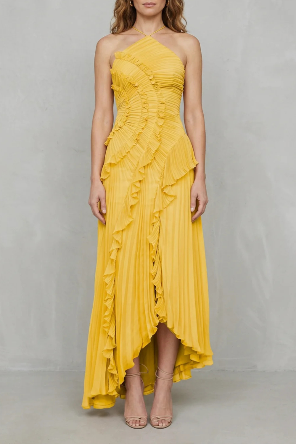 Lavirea – Sculpted pleats – One-shoulder midi dress-10488081252695-OLVIA ROSE LONDON