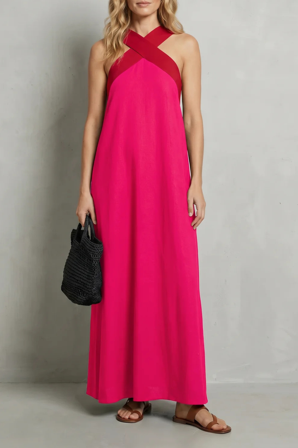 Seravelle – Cross-halter elegance – Maxi dress-10642184700247-OLVIA ROSE LONDON