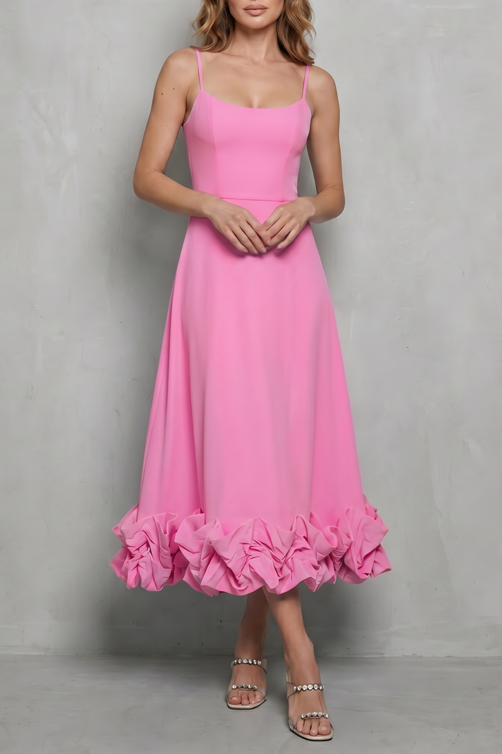 Elowenne – Romantic ruffle hem – Sleeveless midi dress-10598761267543-OLVIA ROSE LONDON