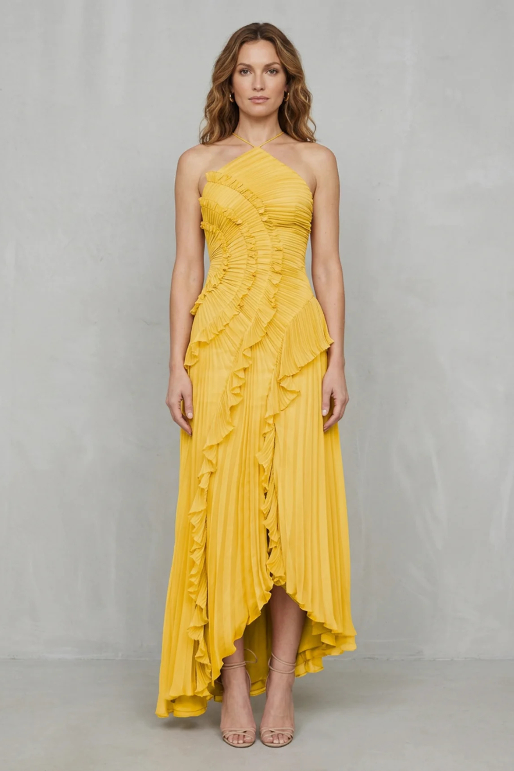 Lavirea – Sculpted pleats – One-shoulder midi dress-10488081252695-OLVIA ROSE LONDON