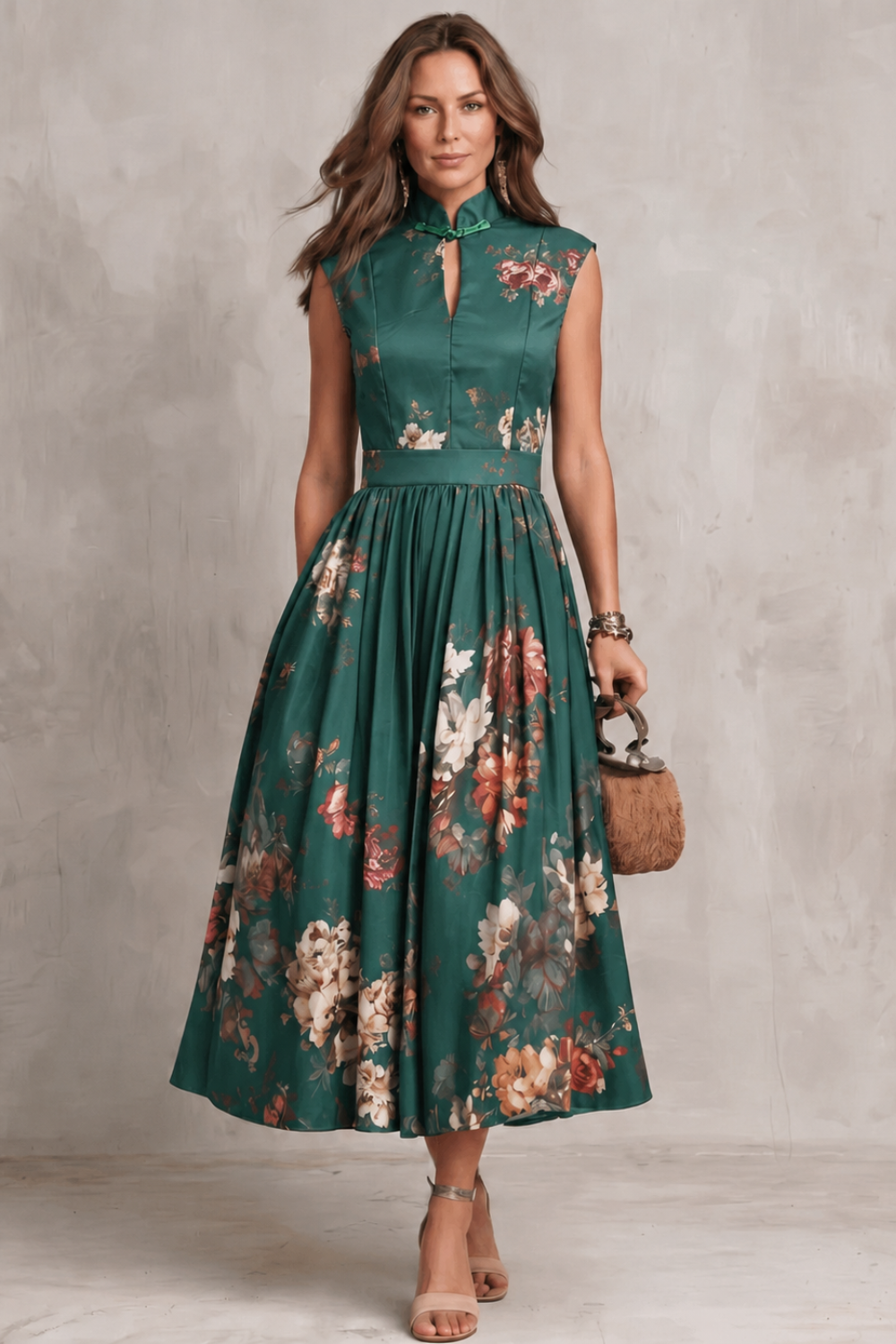 Noirelle – Vintage floral elegance – Midi dress-10642200035671-OLVIA ROSE LONDON