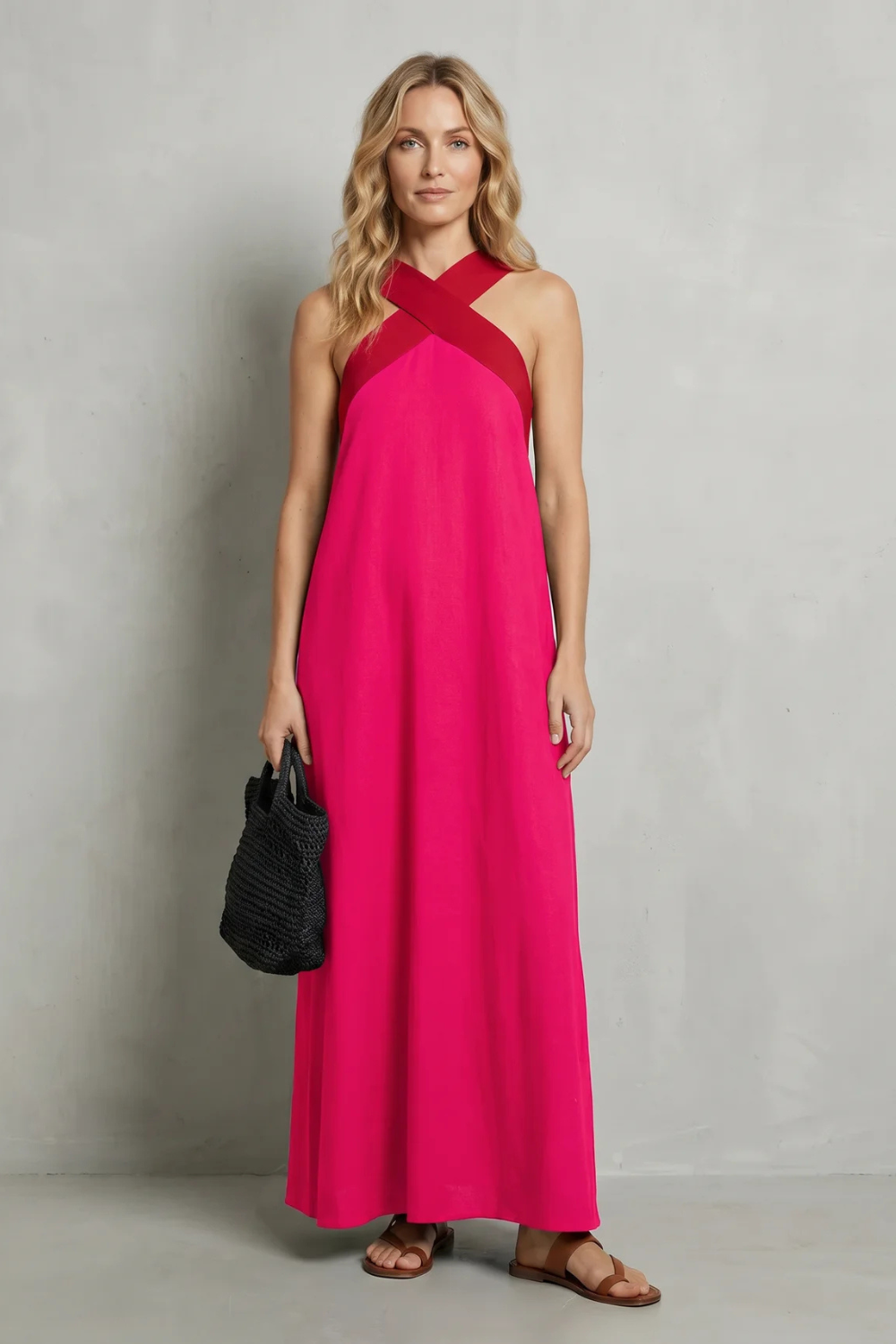 Seravelle – Cross-halter elegance – Maxi dress-10642184700247-OLVIA ROSE LONDON