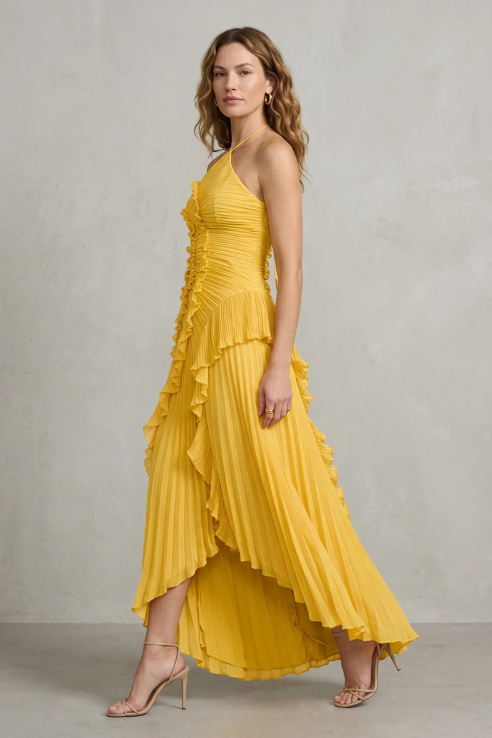Lavirea – Sculpted pleats – One-shoulder midi dress-10488081252695-OLVIA ROSE LONDON
