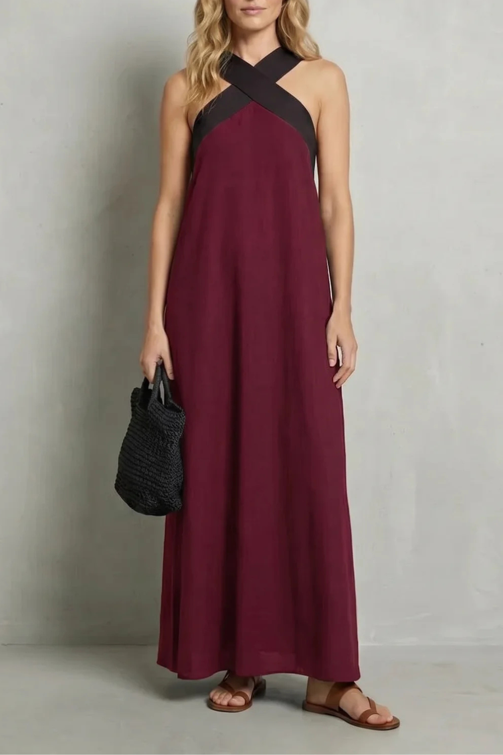 Seravelle – Cross-halter elegance – Maxi dress-10642184700247-OLVIA ROSE LONDON