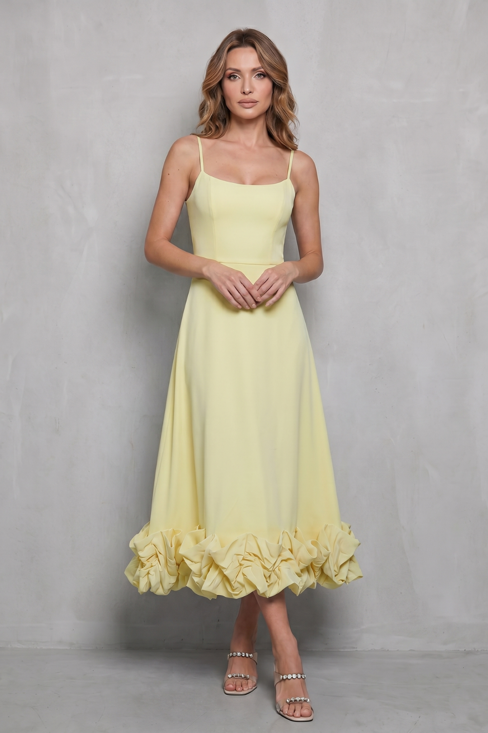 Elowenne – Romantic ruffle hem – Sleeveless midi dress-10598761267543-OLVIA ROSE LONDON