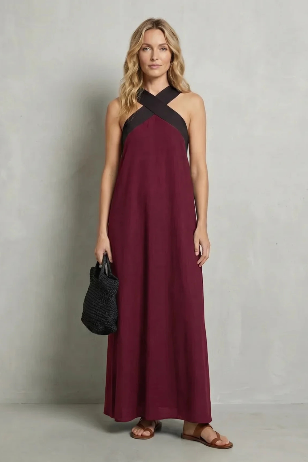 Seravelle – Cross-halter elegance – Maxi dress-10642184700247-OLVIA ROSE LONDON
