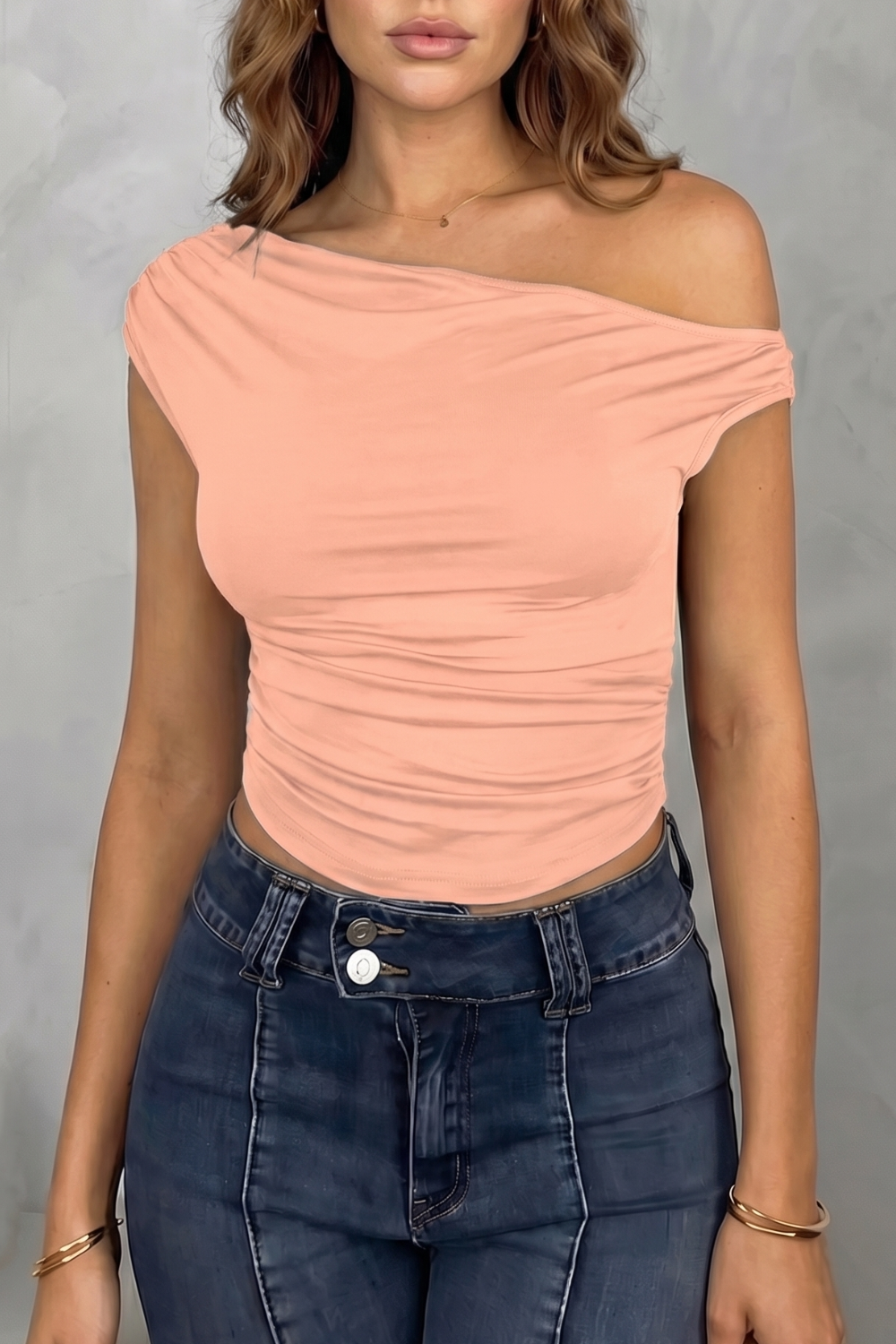 Elovienne – Asymmetric ruched silhouette – One shoulder top-10757700682071-OLVIA ROSE LONDON