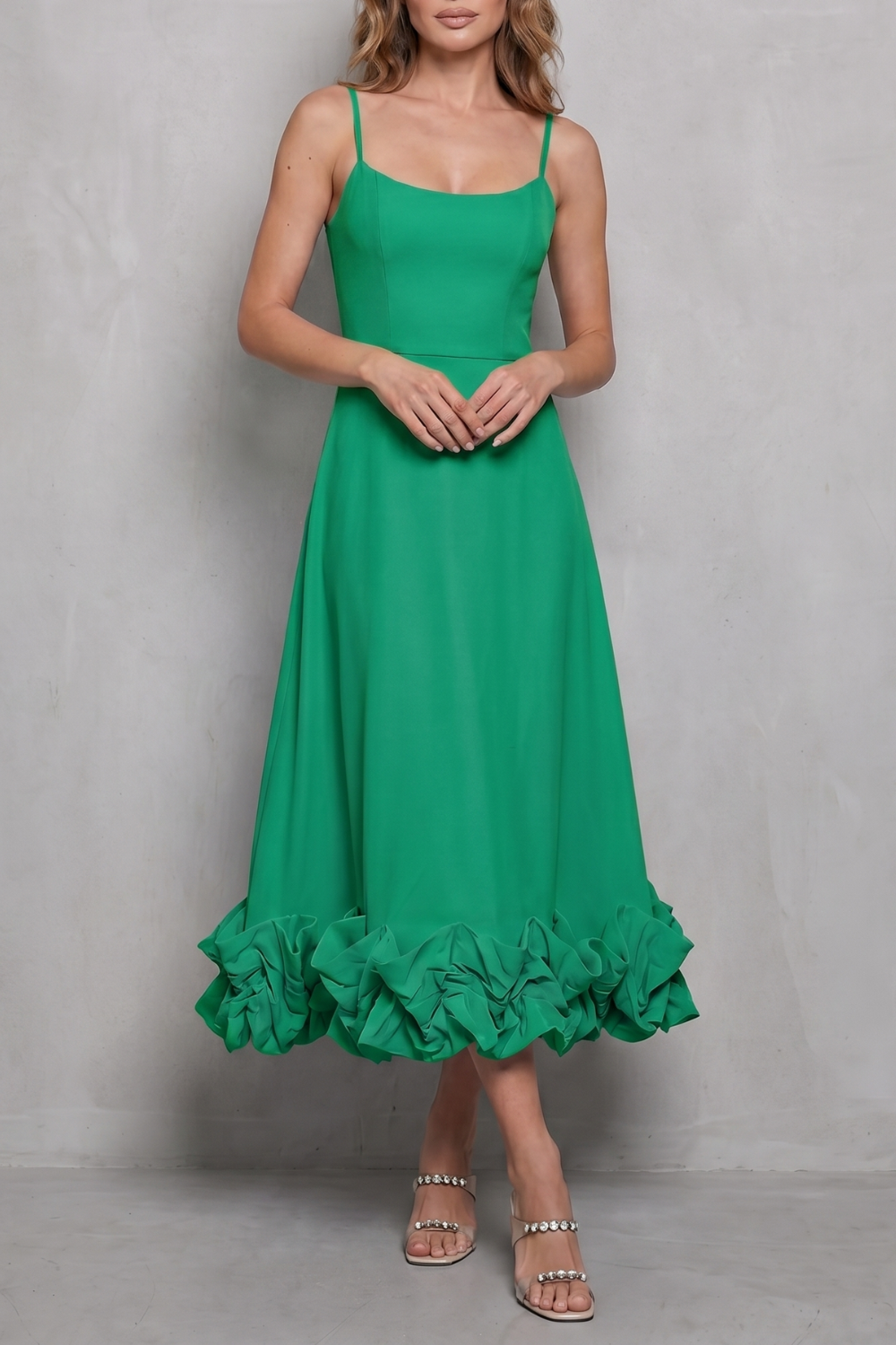 Elowenne – Romantic ruffle hem – Sleeveless midi dress-10598761267543-OLVIA ROSE LONDON
