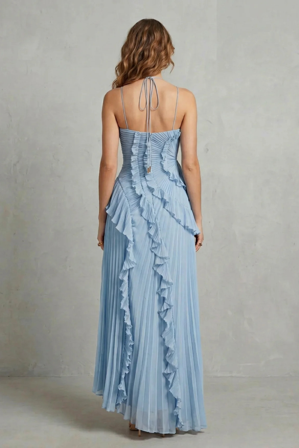 Lavirea – Sculpted pleats – One-shoulder midi dress-10488081252695-OLVIA ROSE LONDON