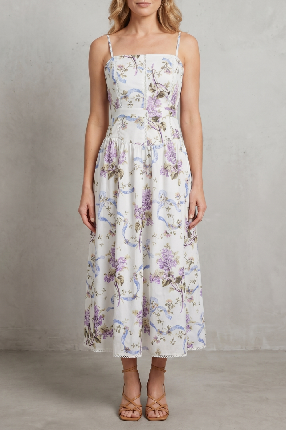 Parven – Sculpted corset bloom – Floral midi dress-10601540714839-OLVIA ROSE LONDON