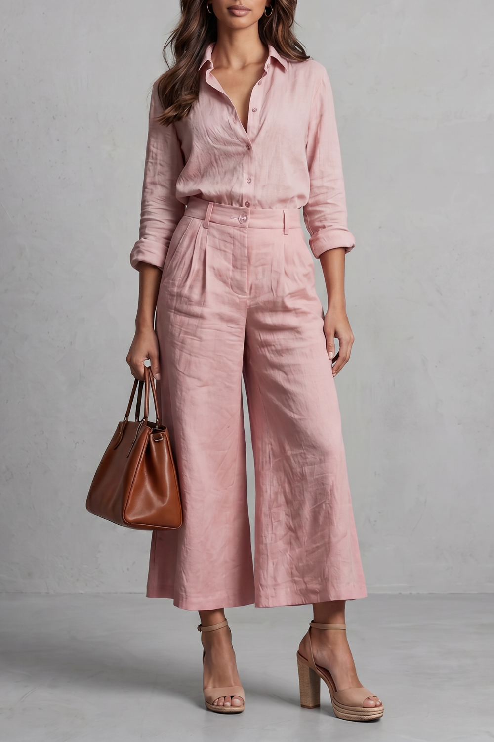 Elavine – Soft linen finish – Wide-leg co-ord set-10434811953495-OLVIA ROSE LONDON