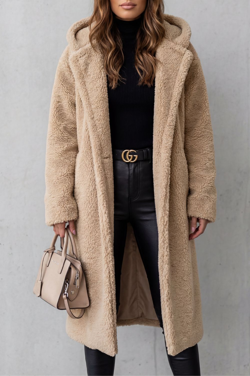 Fioranta – Plush hooded design – Long teddy coat-10469801197911-OLVIA ROSE LONDON