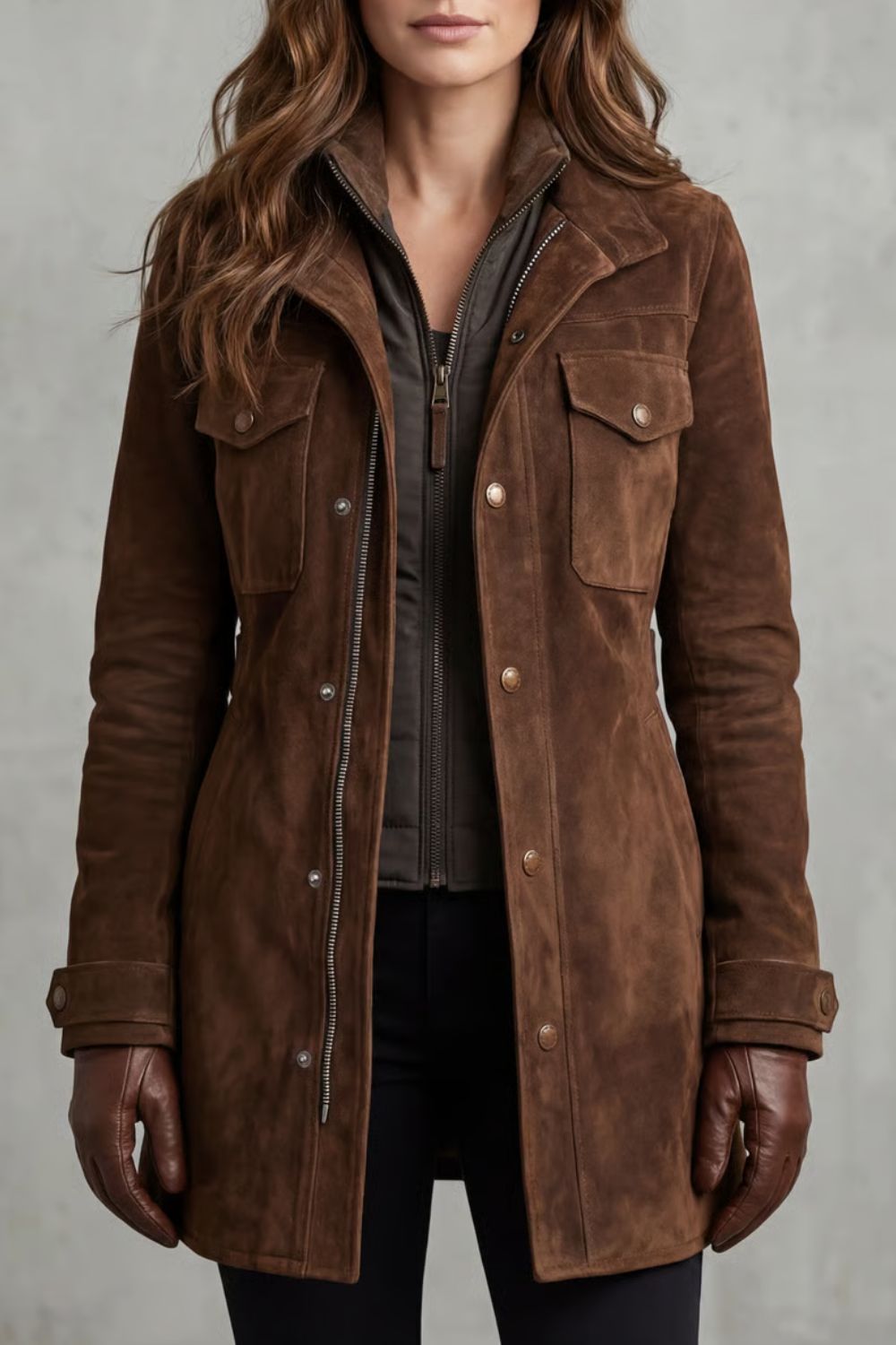 Bellavue – Tailored suede finish – Longline coat-10471164150103-OLVIA ROSE LONDON