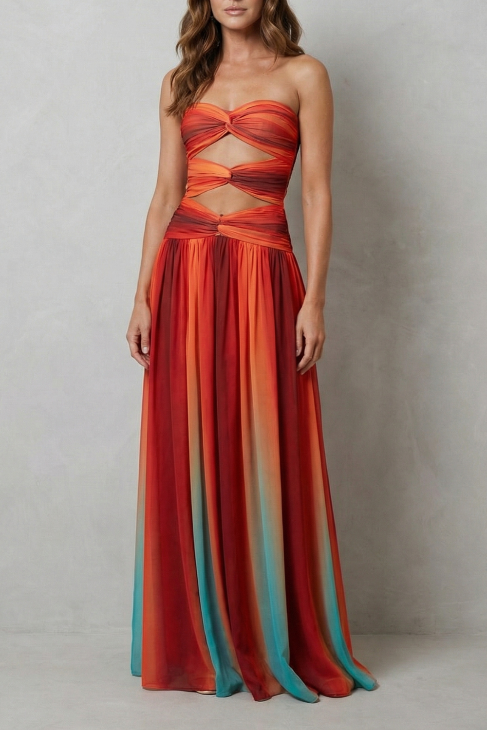 Zafrina – Sunset ombré allure – Strapless maxi dress-10598742884695-OLVIA ROSE LONDON
