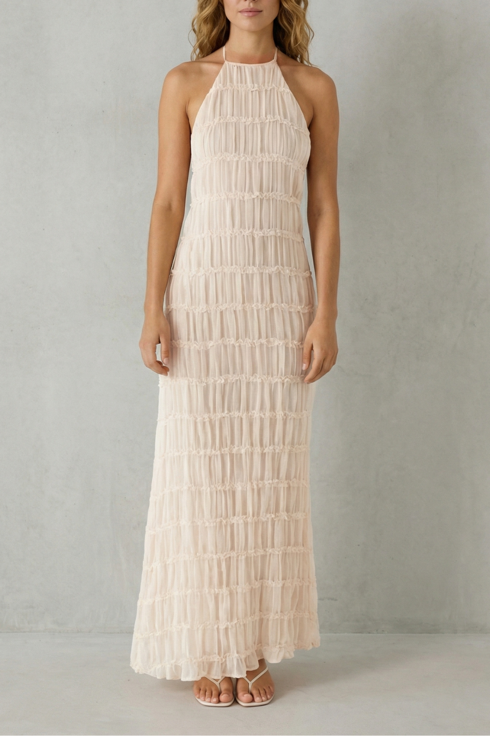 Greta – Modern texture – Women’s Backless Sculpted Texture Maxi Dress-10599021674839-OLVIA ROSE LONDON