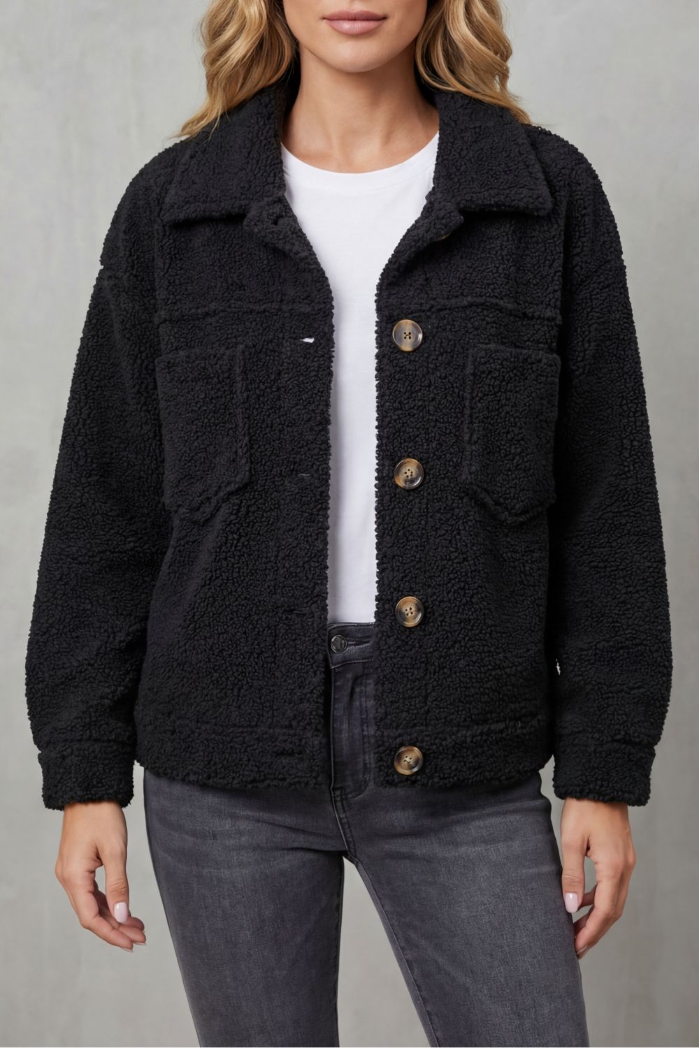 Floretta – Textured fleece style – Button-up jacket-10469906841943-OLVIA ROSE LONDON