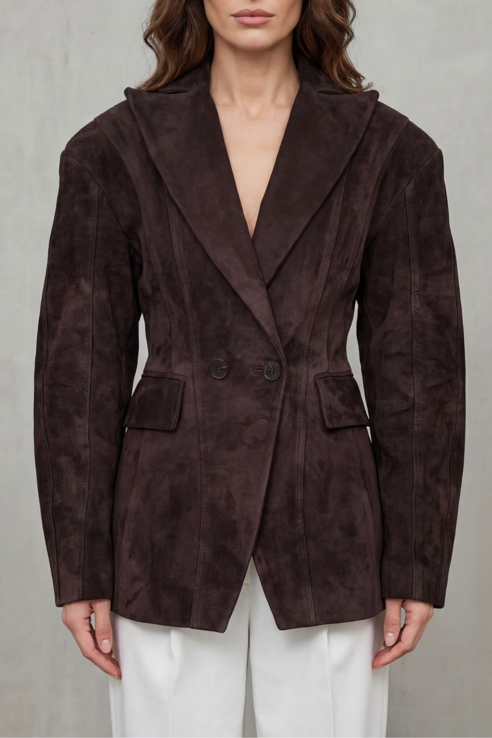 Savrielle – Sculpted silhouette – Suede jacket-10472590115159-OLVIA ROSE LONDON