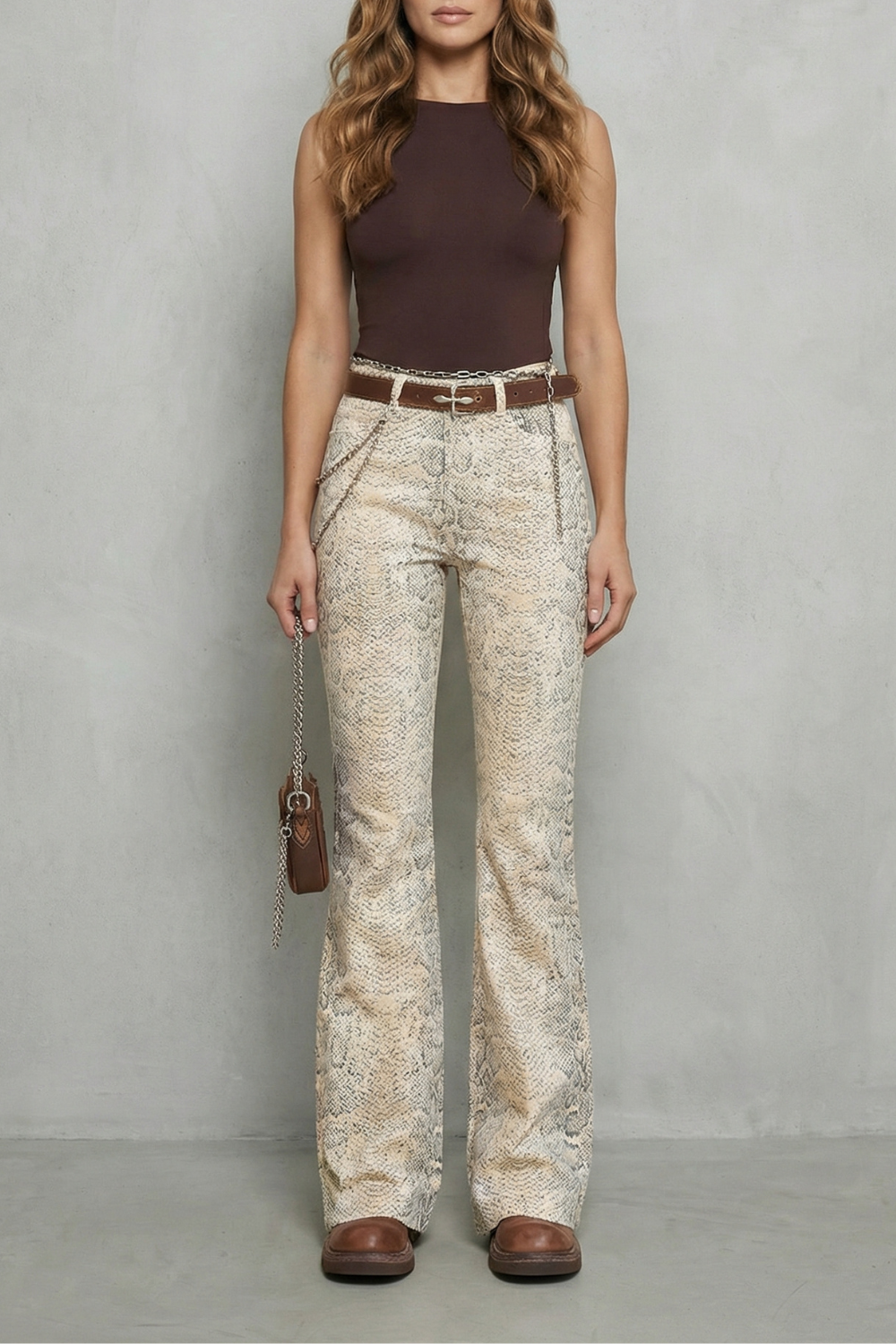 Seraphielle – Snake print elegance – Palazzo jeans-10427395604823-OLVIA ROSE LONDON
