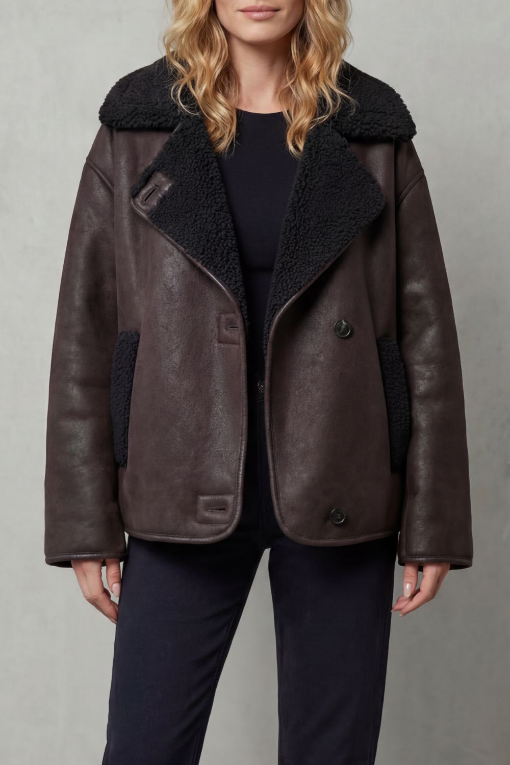 Bravonne – Shearling-lined design – Oversized aviator jacket-10477023691095-OLVIA ROSE LONDON