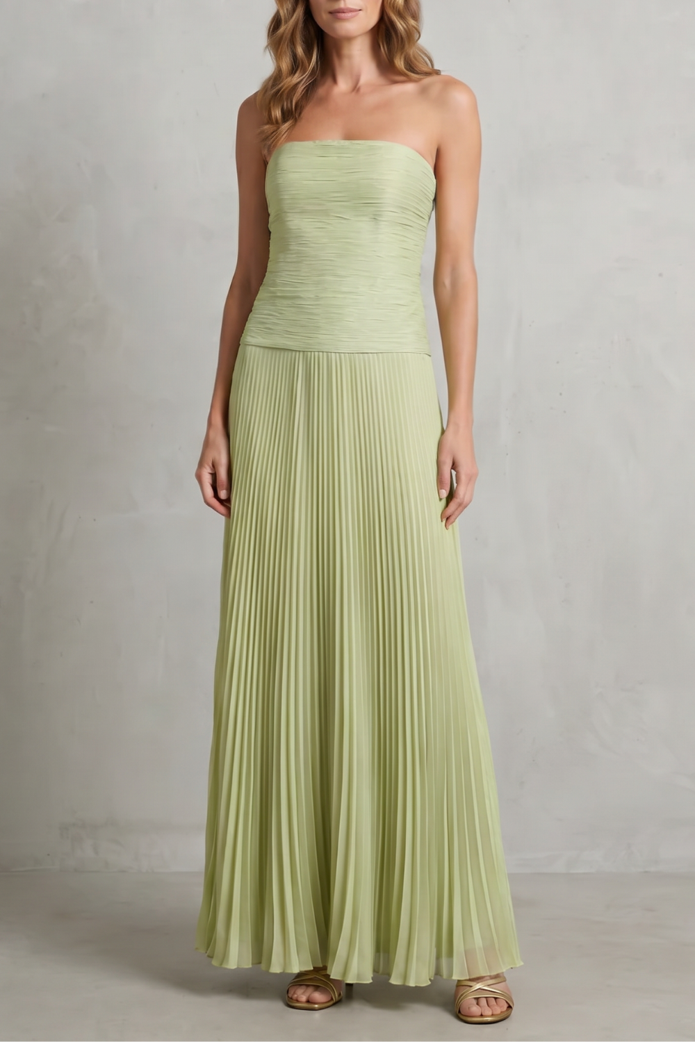 Skyelle – Pleated strapless elegance – Maxi dress-10747266040151-OLVIA ROSE LONDON