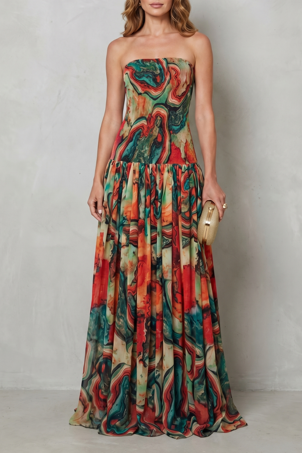 Lavielle – Off-shoulder printed flow – Maxi dress-10747278950743-OLVIA ROSE LONDON