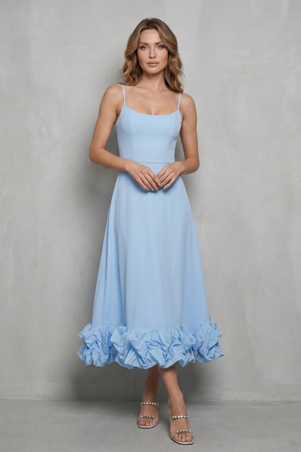 midi dress with ruffle hem Elowenne – Romantic ruffle hem – Sleeveless midi dress