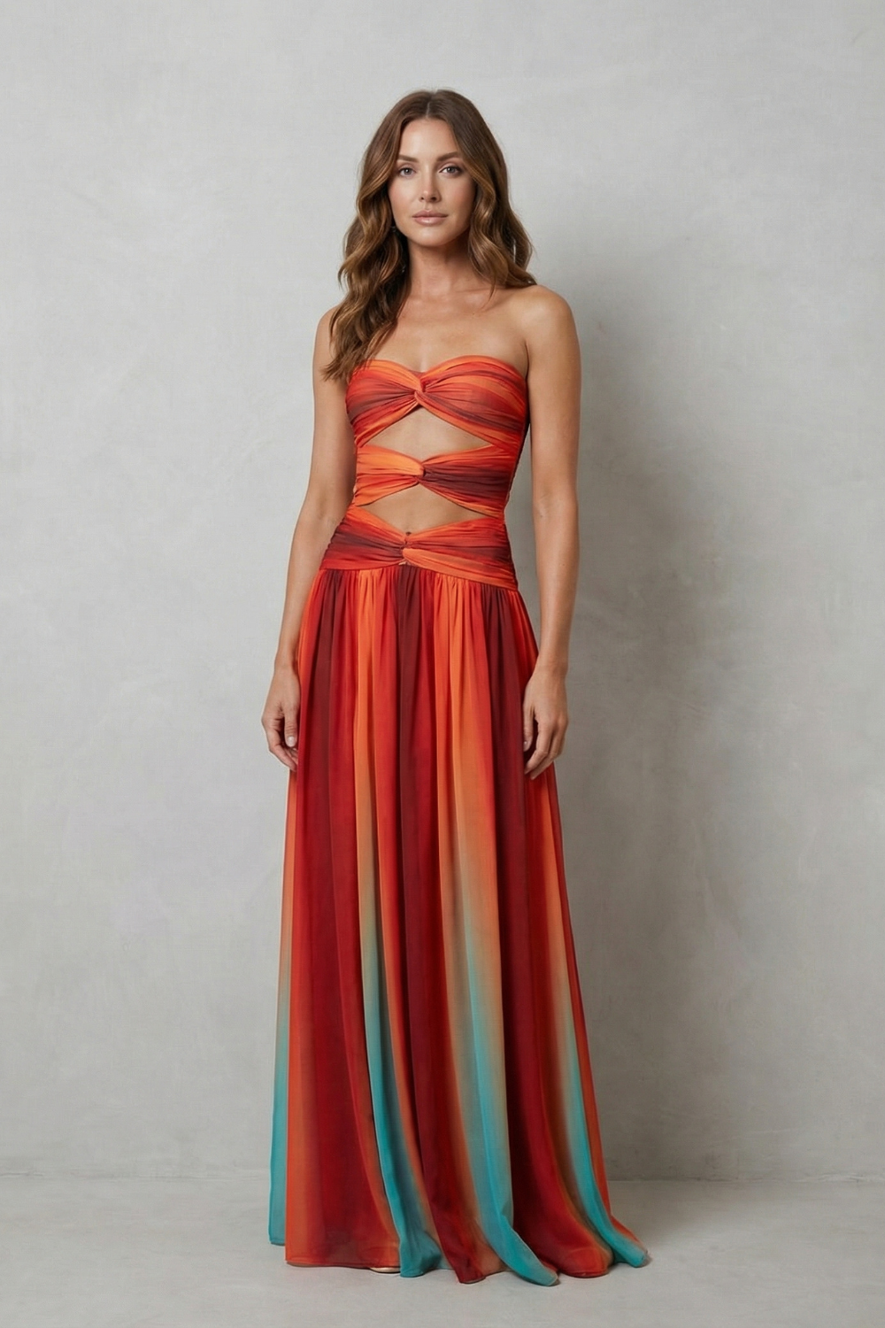 Zafrina – Sunset ombré allure – Strapless maxi dress-10598742884695-OLVIA ROSE LONDON