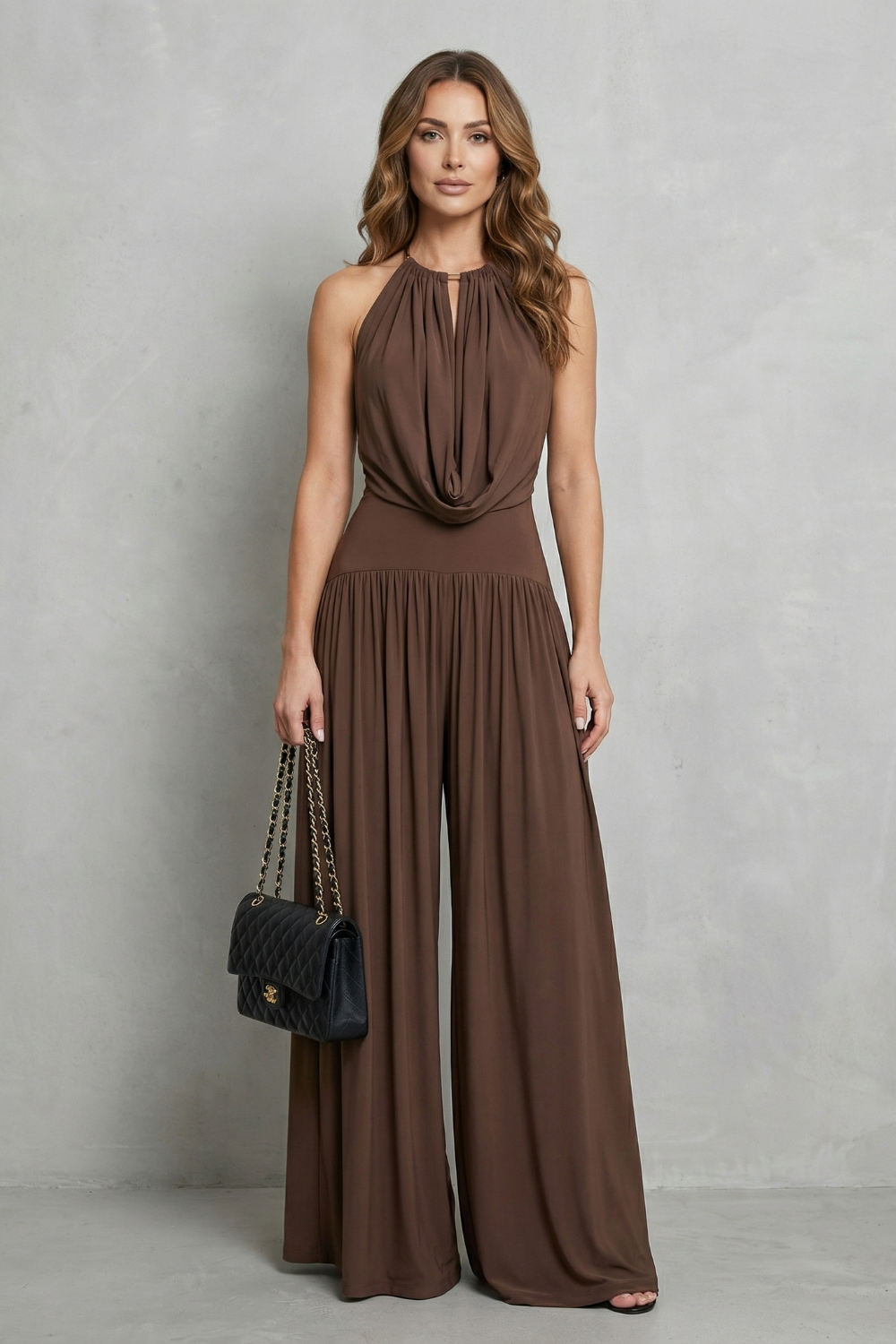 Solmèra – Draped halter elegance – Two piece set-10644333691223-OLVIA ROSE LONDON