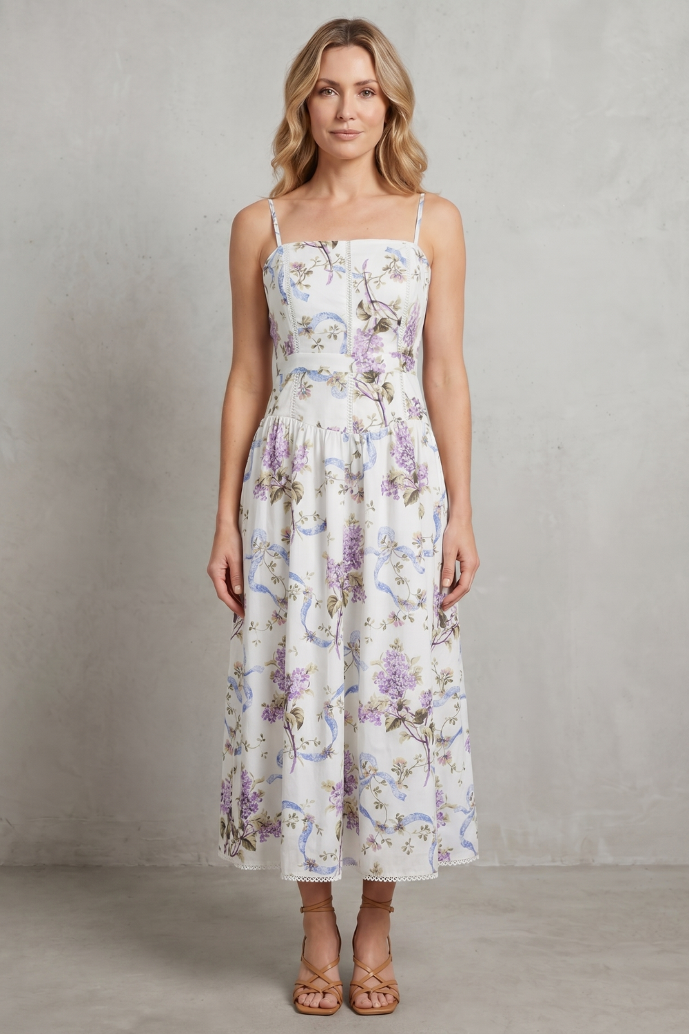 Parven – Sculpted corset bloom – Floral midi dress-10601540714839-OLVIA ROSE LONDON