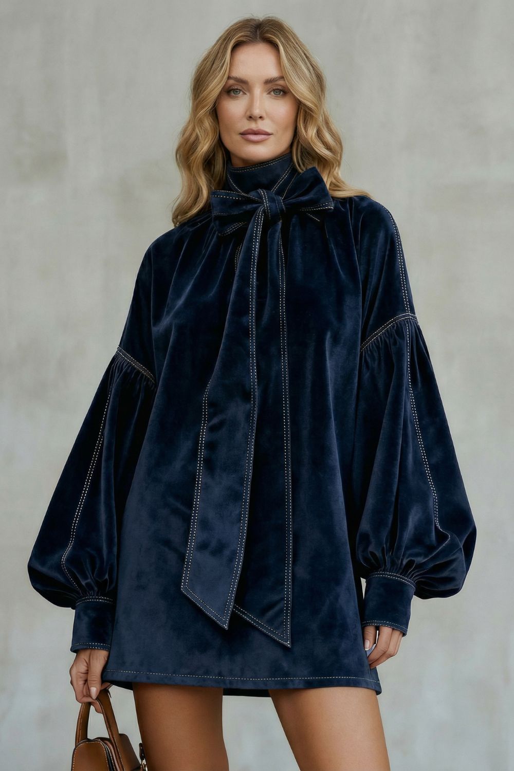 Velourine – Bow neck elegance – Mini dress-10452954677591-OLVIA ROSE LONDON