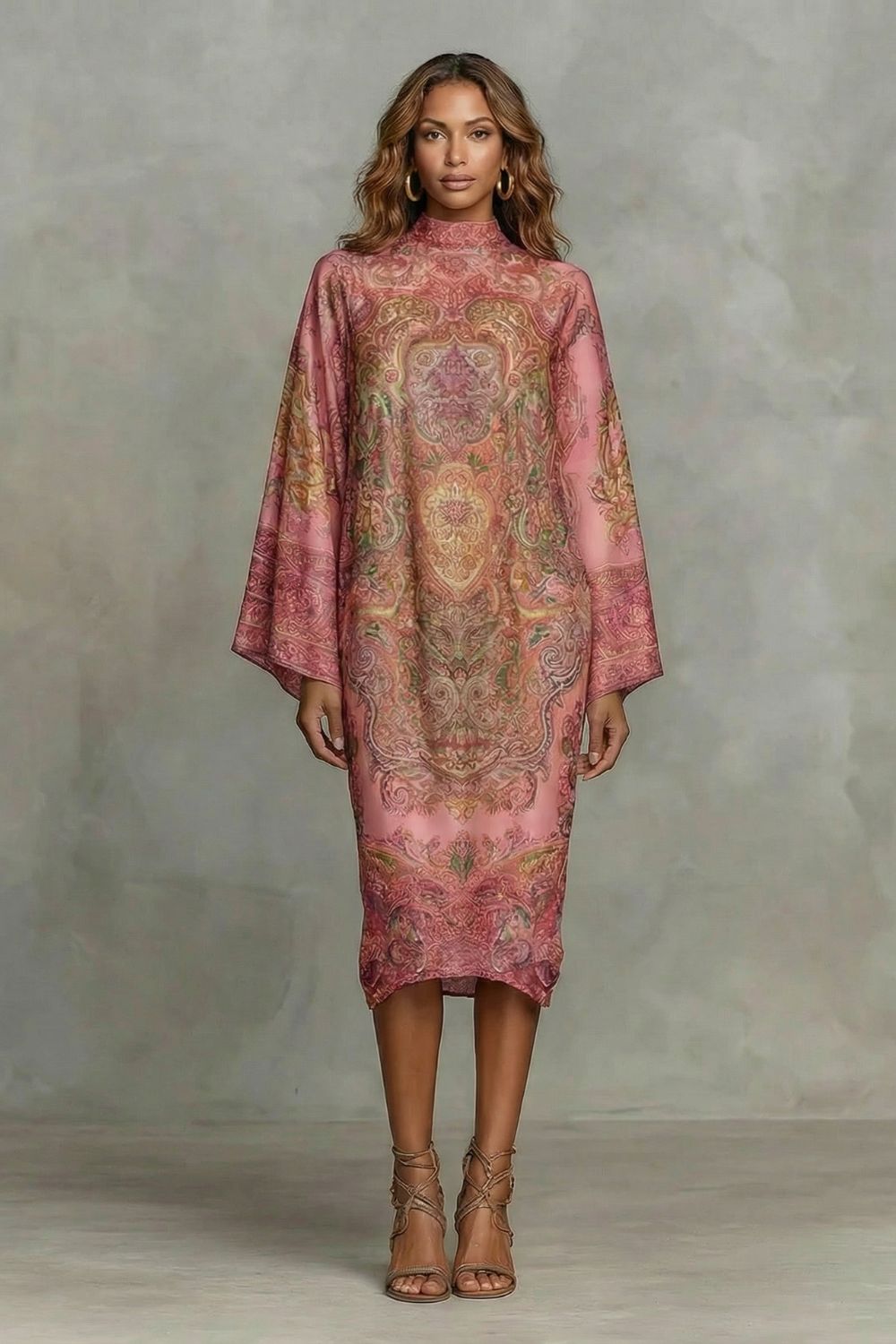 Marélienne – Baroque floral motif – Kimono midi dress-10452996555095-OLVIA ROSE LONDON