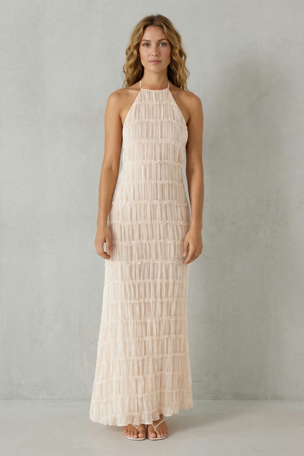 Greta – Modern texture – Women’s Backless Sculpted Texture Maxi Dress-10599021674839-OLVIA ROSE LONDON