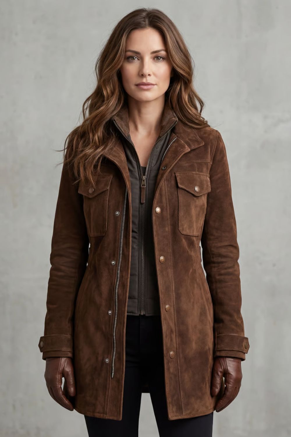 Bellavue – Tailored suede finish – Longline coat-10471164150103-OLVIA ROSE LONDON