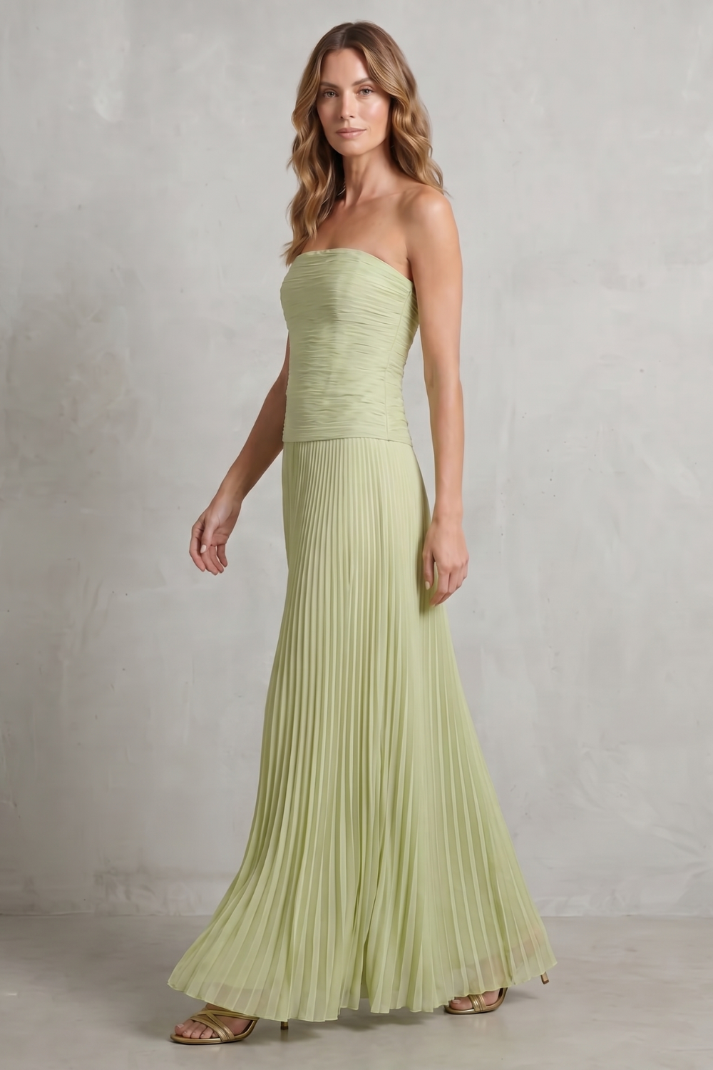 Skyelle – Pleated strapless elegance – Maxi dress-10747266040151-OLVIA ROSE LONDON