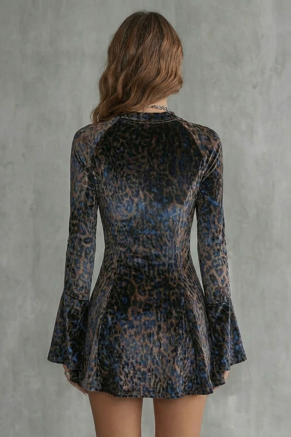 Bellanca – Flared sleeve – Leopard print mini dress-10454016622935-OLVIA ROSE LONDON