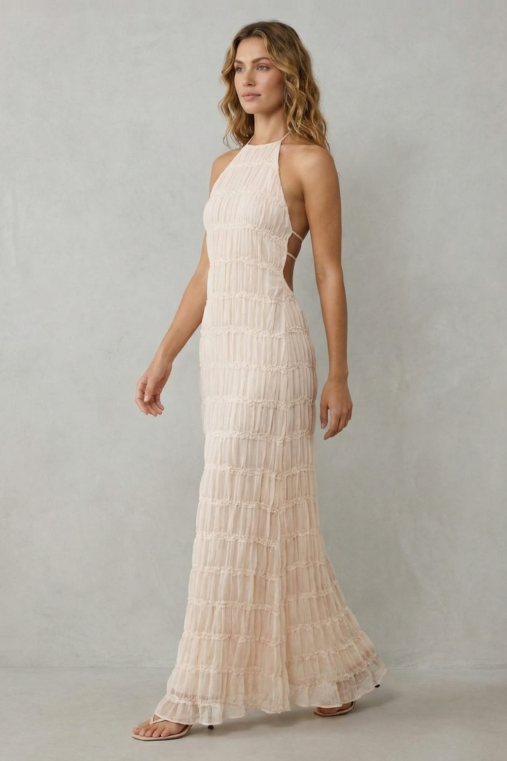 Greta – Modern texture – Women’s Backless Sculpted Texture Maxi Dress-10599021674839-OLVIA ROSE LONDON