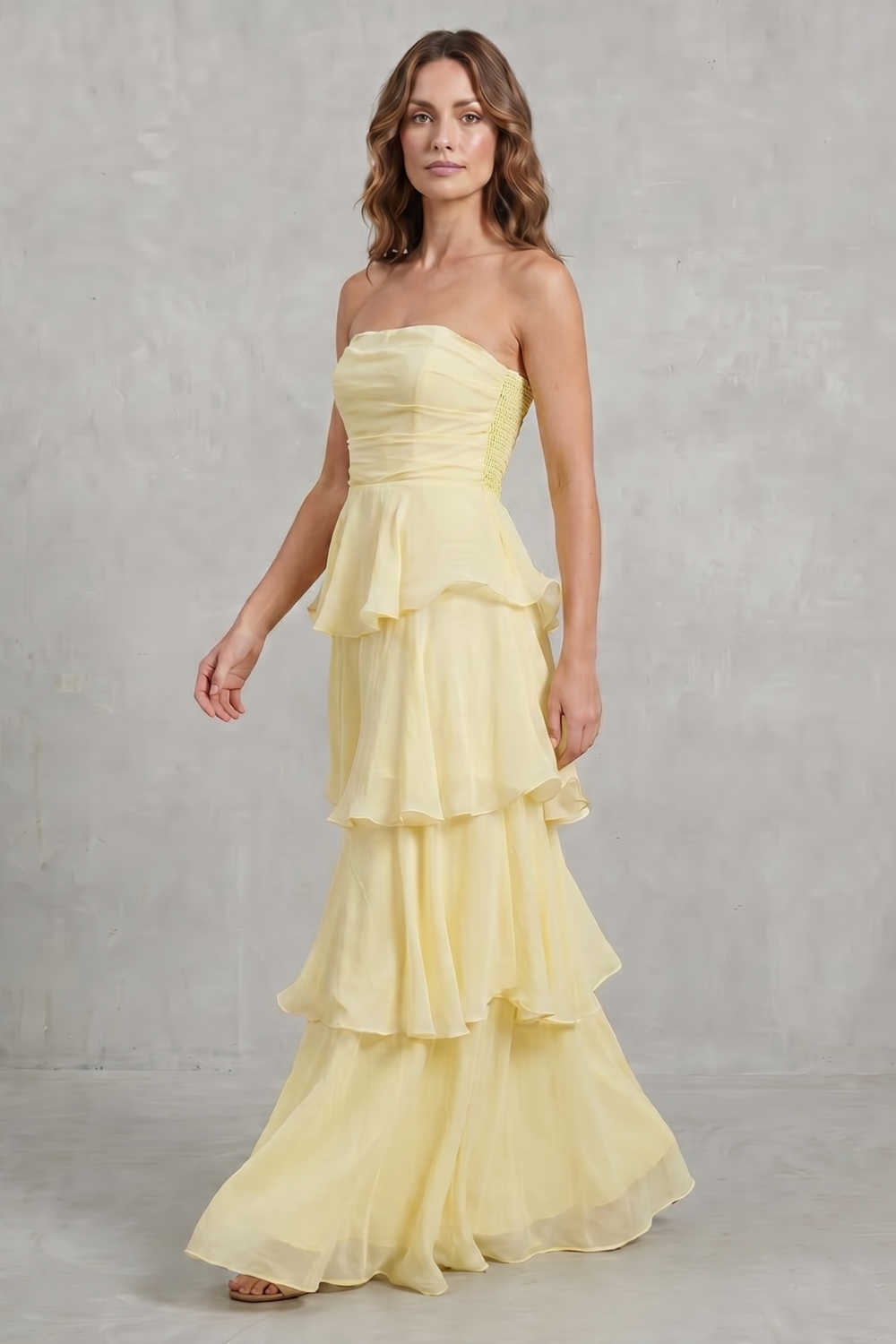 Margaret – Soft cascading layers – Strapless tiered maxi dress-10601526755671-OLVIA ROSE LONDON