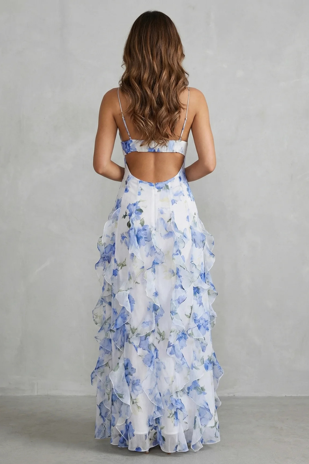 Sestina – Sheer floral cascade – Ruffled evening maxi dress-10601495232855-OLVIA ROSE LONDON