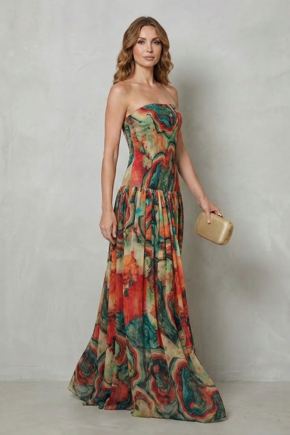 Lavielle – Off-shoulder printed flow – Maxi dress-10747278950743-OLVIA ROSE LONDON