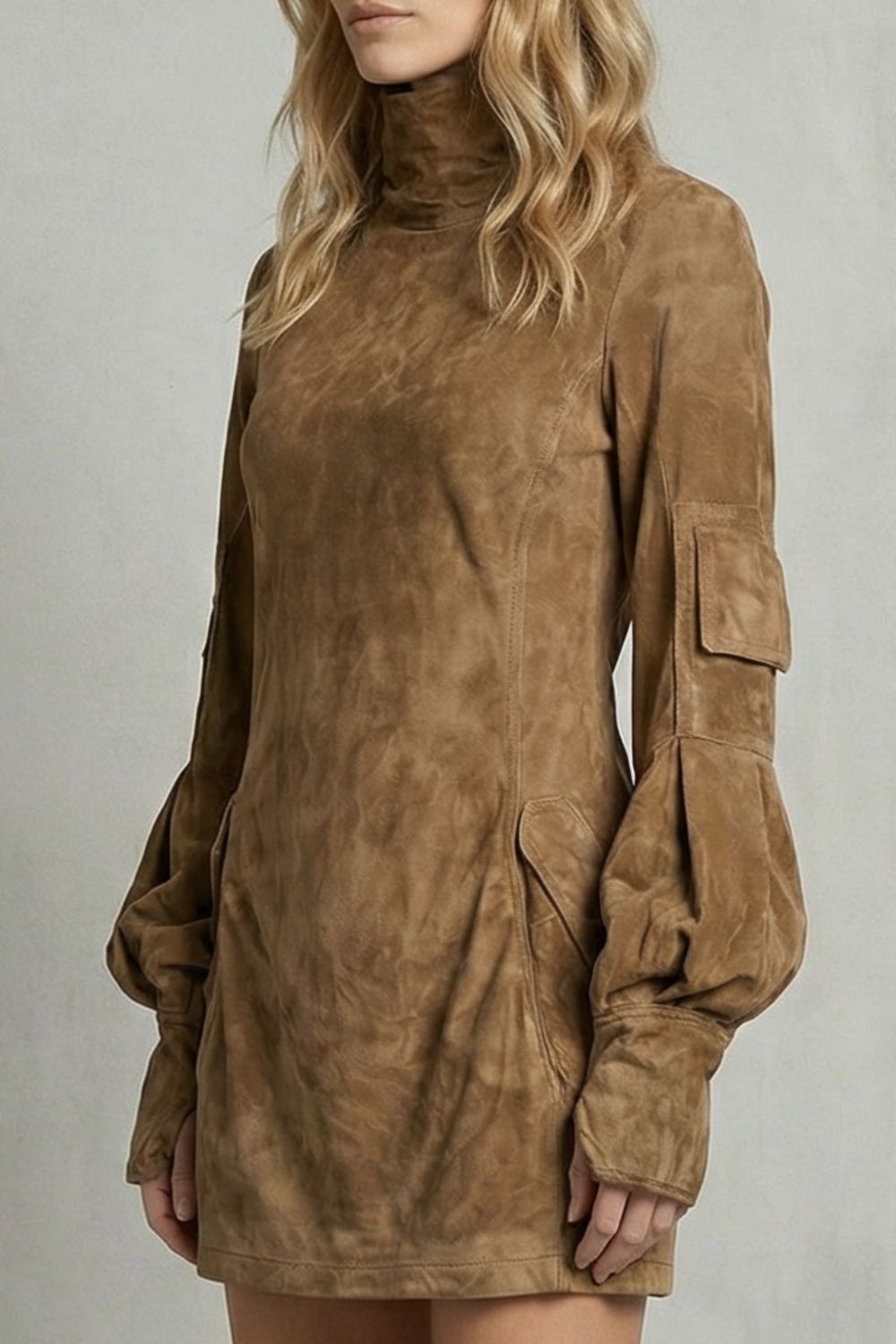 Marcella – High neck silhouette – Suede-effect mini dress-10452941308247-OLVIA ROSE LONDON