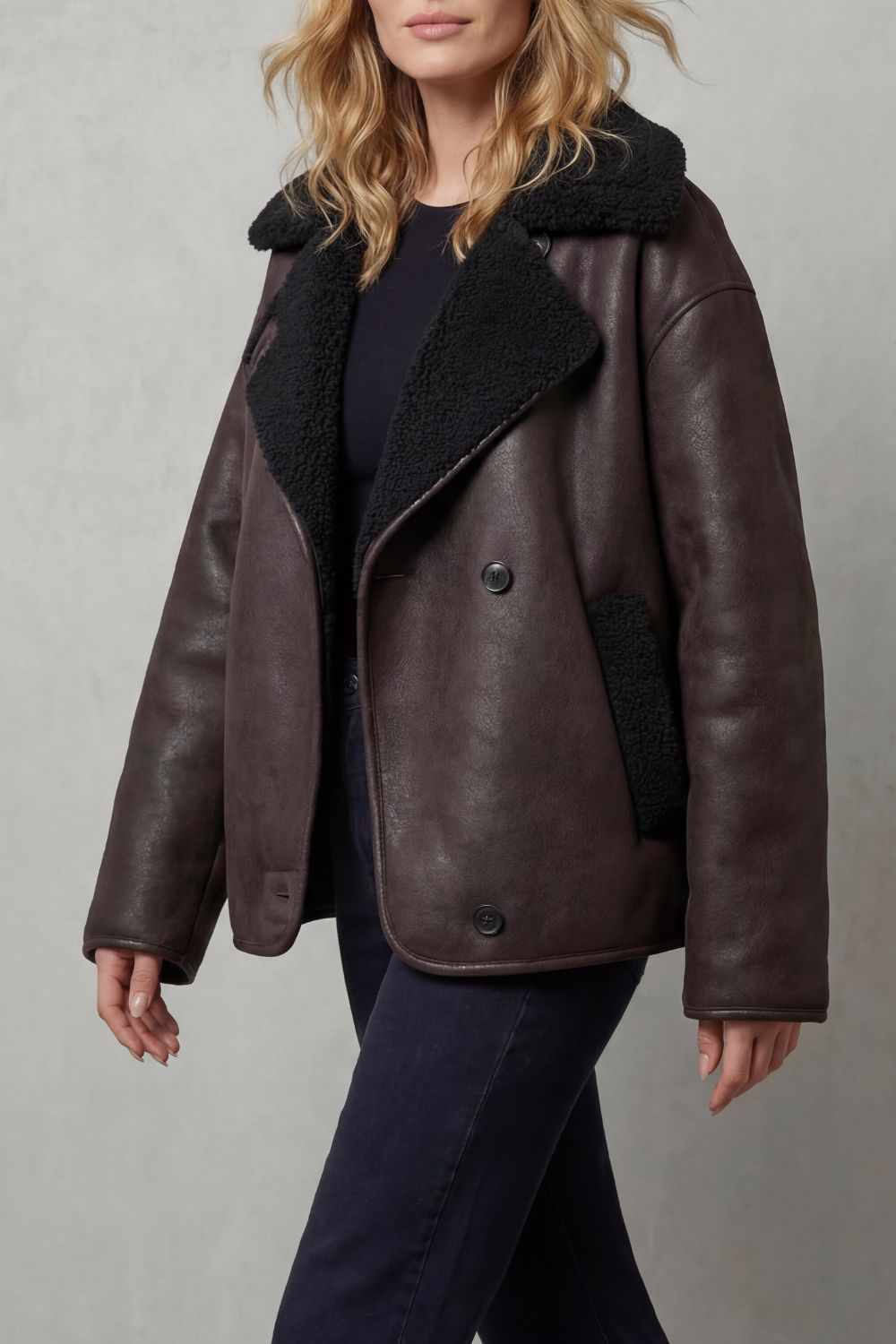 Bravonne – Shearling-lined design – Oversized aviator jacket-10477023691095-OLVIA ROSE LONDON