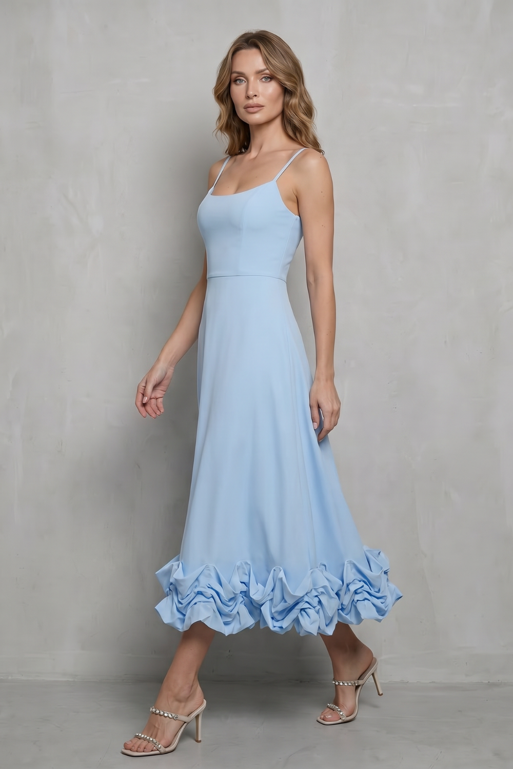 Elowenne – Romantic ruffle hem – Sleeveless midi dress-10598761267543-OLVIA ROSE LONDON