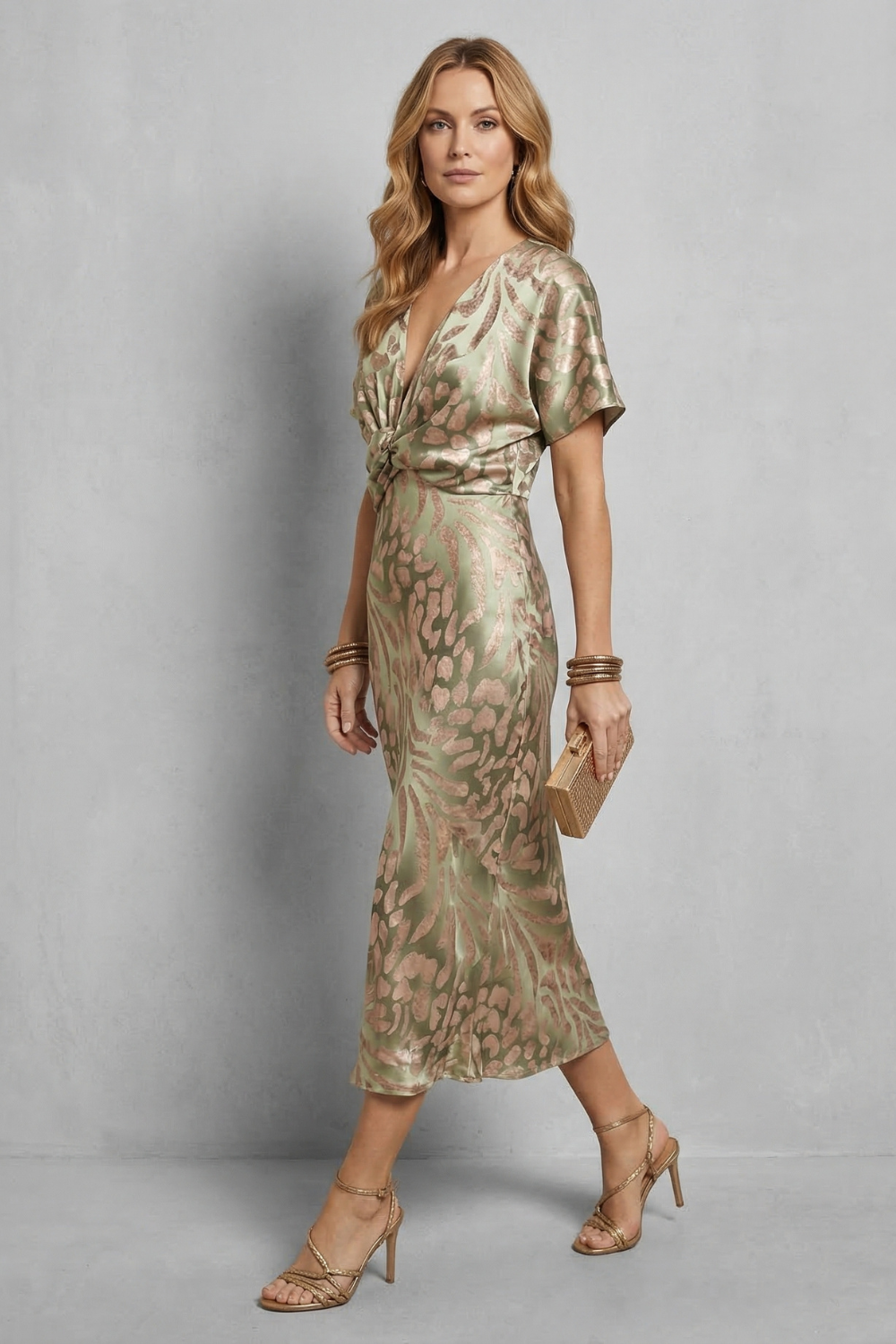 Zarielle – Draped elegance – V neck maxi dress-10619263517015-OLVIA ROSE LONDON