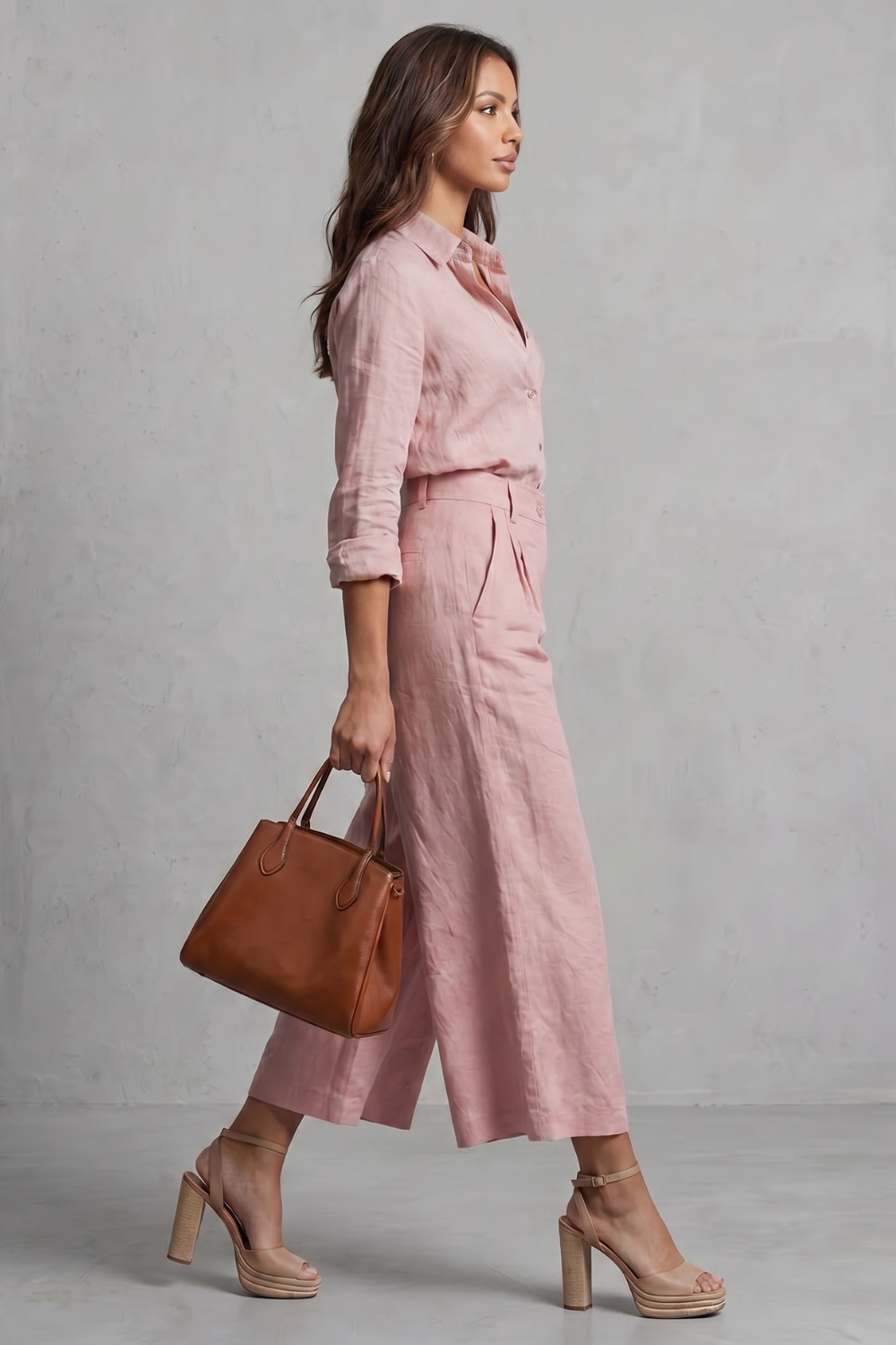 Elavine – Soft linen finish – Wide-leg co-ord set-10434811953495-OLVIA ROSE LONDON